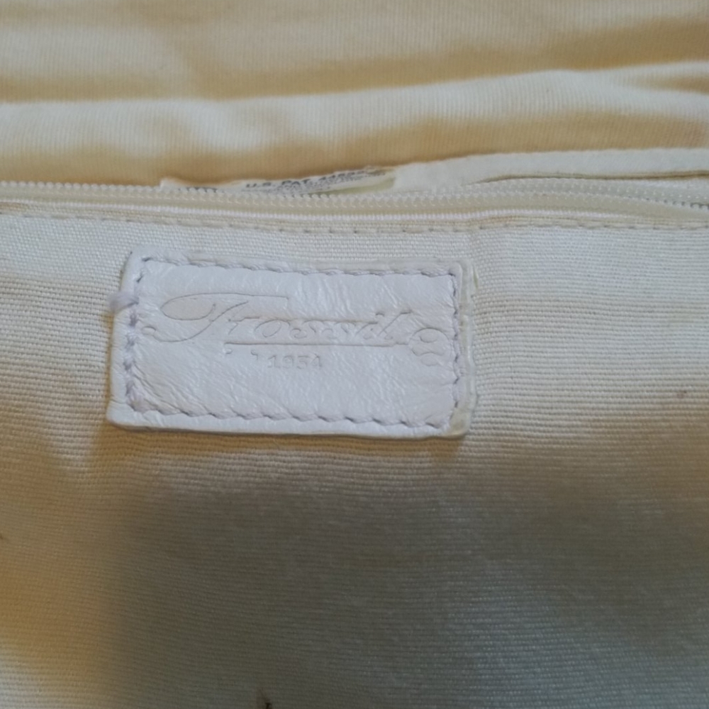 Vintage Fossil White Leather Cross Body Handbag - Picture 4 of 8